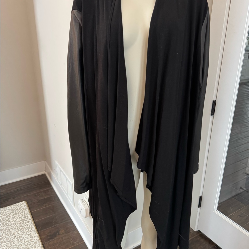Torrid Faux Leather Black Open Front Cardigan Size 6